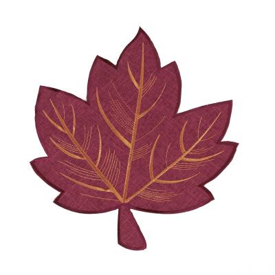 China OWENIE Table Mat Harvest Maple Leaf Thanksgiving Autumn Decorations Embroidered Round Cutwork Viable Red Placemats Set of 4 for sale