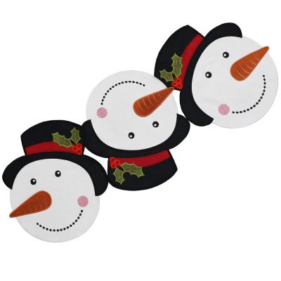 China Competitive Price Good Quality Christmas Home Custom White Snowman Round The Place Mat Dining Table Mats for sale