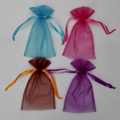China Recyclable Cheap Custom Printed Organza Bags With Logo Ribbon for sale