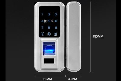 China Cerradura de cristal de la huella dactilar de la puerta de Digitaces, cerradura de puerta abierta del sensor del finger del solo doble de la puerta en venta