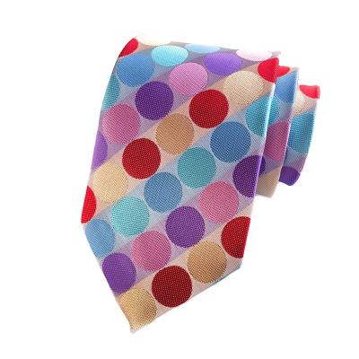 China 100% Polyester Navy Silk Jacquard Tie Wedding Ties Fashion Mens Accessories Polka Dot Handmade Tie Red-Pink for sale
