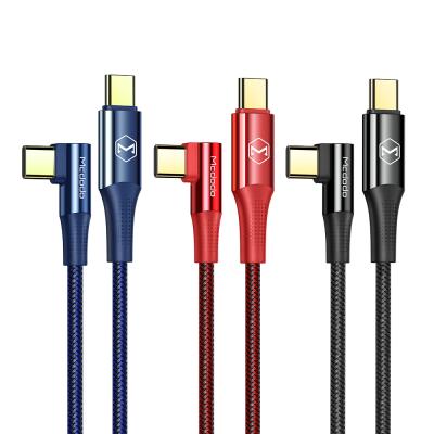 China For Macbook Aluminum Alloy Elbow 90 Degree 100W With E-mark Chip Braided Cable Smart Fast USB C Charger To USB C Cable 1.2M 2M for sale