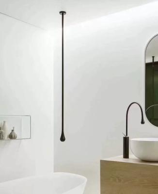China High End Concealed Faucets Metered Ceiling Mounted Artistic Black Brass Water Drop Basin Faucet for sale