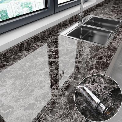 Chine Des autocollants de papier peint à l'effet de marbre gris brillant de 120 cm pour le mur de la cuisine à vendre