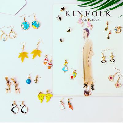 China Yifan Korean Simple And Sweet Environmentally Friendly Cartoon Panda Ice Cream Leaves Earrings Cute Baby Children Women Earrings for sale