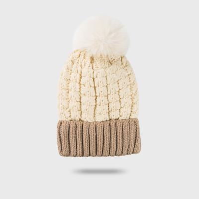 China JOINT Factory Wholesale Woven Label Knitted Winter Thick Stocking Stylish Open Short Beanie Hat For Adults for sale