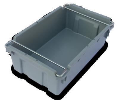 China Solid Box Heavy duty plastic container with attached lids nestable and stackable plastic moving crate for sale