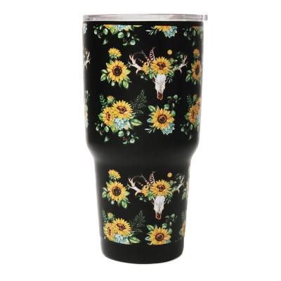 China Sunflower 30oz Sustainable Stainless Steel Tumblers Travel Cup Coffee Mug Insulated DMA61175 for sale