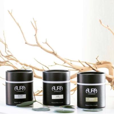 China Luxury Custom Black Kraft Round Box Packaging Paper Candle Box Cardboard Tube Packaging en venta