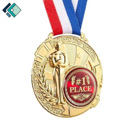 China Good Quality Europe Customized Logo First Prize Winner Honor Medals With Ribbons Badge Custom Commemorative Metal Medal for sale