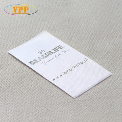 China Sustainable center ply sew on satin care labels satin silk printing labels. for sale