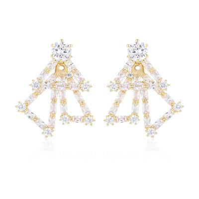 China New Product Stylish Women Gift New Product Elegant Geometric Sparkle Crystal Earring Jackets Clear for sale