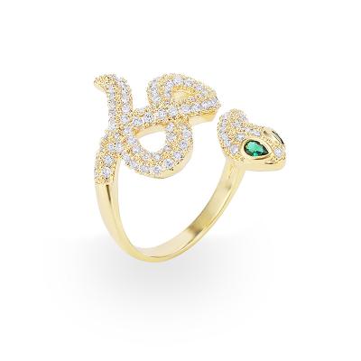 China FASHIONABLE Wholesale Cubic Zirconia Snake Shape Animal Pattern Ring for sale