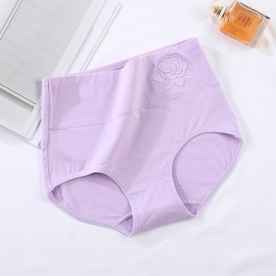 China New Breathable 3d Embossed Ladies Underwear High Waist Cotton Recovered Hot Triangle Briefs for sale