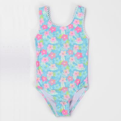China Girls Swimwear Children's Breathable Suit Children One-piece Swimsuit Pattern Floral Tassel Swimwear for sale