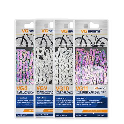 China High Strength Steel Cycling Bicycle Chains 8 9 10 Colored/Silver 116L 11 12 Speed MTB Bike Road Mountain Chain Parts for sale