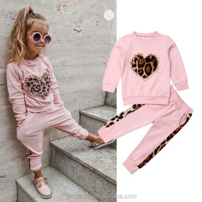 China NEW Preppy Style Toddler Baby Winter Clothes Sets Long Sleeve Leopard Tops Long Pants Outfit Tracksuit for sale