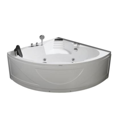 China Newest Single Skirt Design Hot And Cold Faucet White Bottom Walk In Whirlpool Massage Corner Bathtub for sale