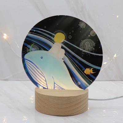 China Modern OEM Manufacturer USB Lamp Base UV Copy Led Night Light Wood Led Night Light Gift For Kids for sale