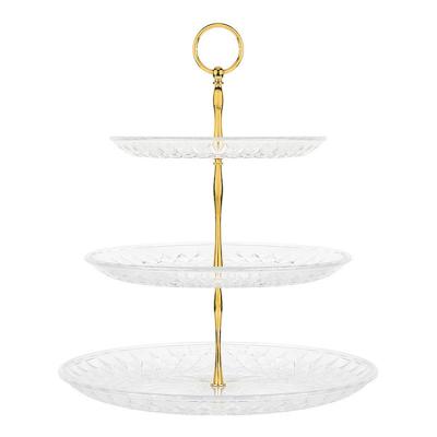 China Transparent Plastic Clear Tray Stand Display Fruit Serving Tray Rack Stand For Wedding 3 Tier Dessert Cupcake Home Wedding Party Event Decoration for sale