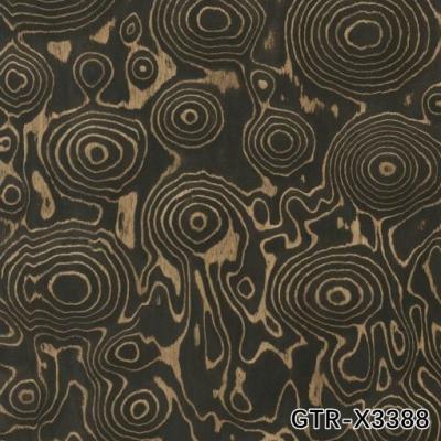 China Veneer de madeira artificial de anel de árvore dourada 0,30 mm G.TR-X3388 corte de fatia para o rosto do gabinete à venda