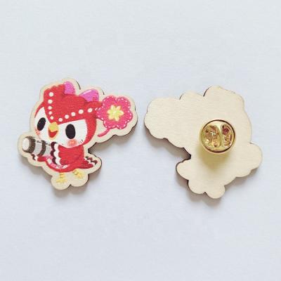 China Custom Lapel Wooden Pins Europe Logo Map Laser Engraving Name Tag Badges Plaques Awards for sale