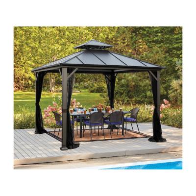 Chine Tissu de polyester AJUNION 10x10ft en acier galvanisé double toit Pavillon au toit avec fermeture à glissière à vendre
