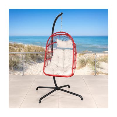 Chine Meubles de jardin W100xL120xH198cm Swing de patio en plastique PE chaise à œufs en rotin Chaise suspendue à vendre