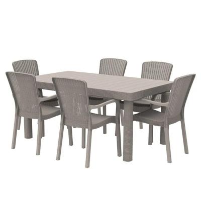 Chine Logo personnalisé Table à manger en rotin plastique nordique et ensemble de chaises pour loisirs à vendre