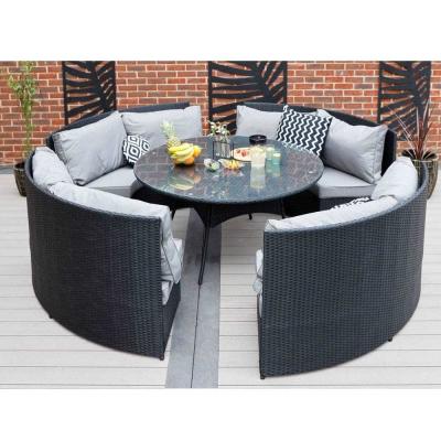 Chine AJUNION 8 sièges Rattan rond Meubles de jardin Set à manger avec une épaisseur de coussin de 10 cm à vendre