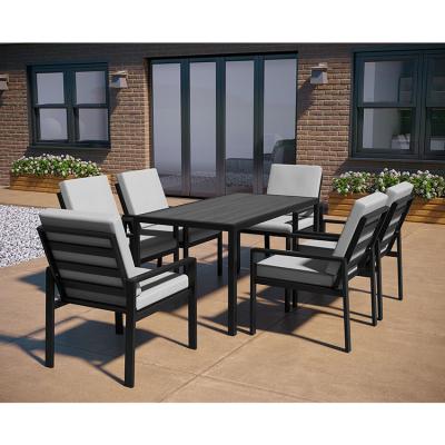 Chine Table à manger extérieure L150xW90xH73cm avec plateau en HDPE et cadre métallique à vendre