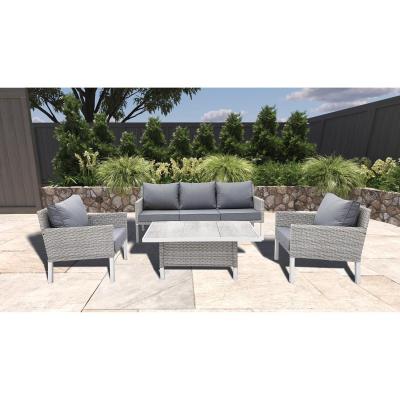 China Modern Style 4 peças de móveis de rotão para o exterior Lounge Set com L193xW71xH77cm Sofá Tamanho à venda