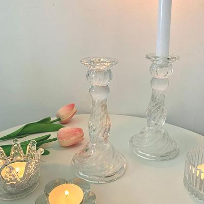 China Transparent Handwork Valentine Wedding Decoration Candlestick Home Candlestick Decoration Crystal Glass Home Decoration Candles for sale