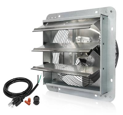 China Large Worshop 14 Inch Aluminum 3 Blades And Canopy Single Speed Copper Wire Motor Wall Louver Ventilation Full For Greenhouse/Shed/Industrial for sale