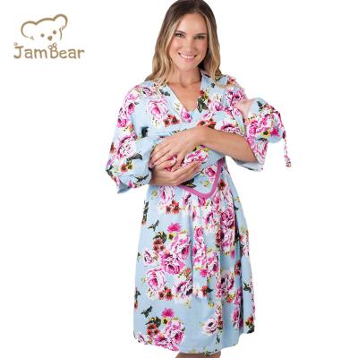 China Jambear Breathable Organic Nursing Robes and Wrap Maternity Long Robe Mommy and Newborn Baby and Mommy Robe Bamboo Fiber Baby Blankets for sale