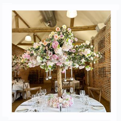 China Wedding table decoration Ruihe 4 feet 5 feet height artificial rose flower trees pink cherry blossom tree for wedding decoration for sale