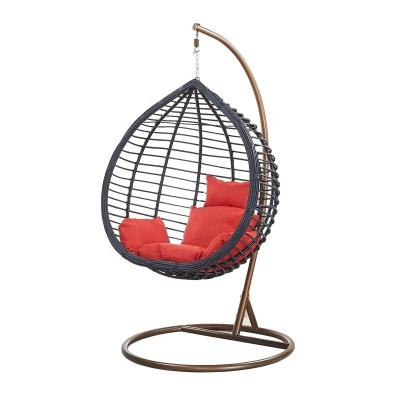 China Contemporary High Quality PE Rattan Art Hanging Cane Swing Egg Chair for sale