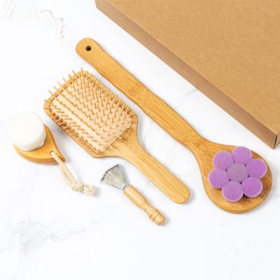 China Natural Wood ECO Home Friend 3 In 1 Gift Set Hair Brush Body Brush for sale