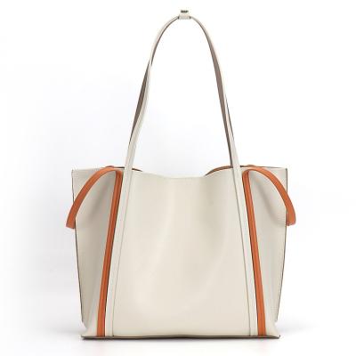 China 100% Eco-friendly Double Sided Real Leather Bag Large Capacity Color Matching Women Handbag In Bulk for sale