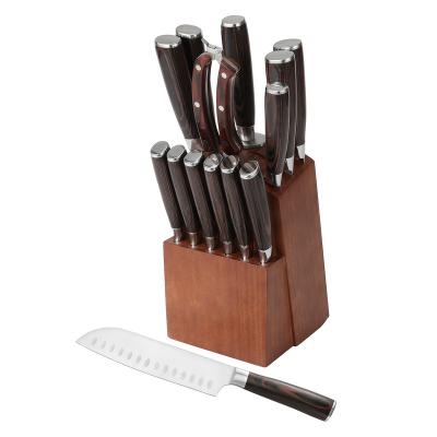 China 8Cr15MoV Disposable Chef Knife Knives With Private Labels Stainless Steel Kitchen Knives Set With Holder for sale