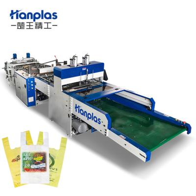 China High Speed Shopping Bag Plastic T-shirt Carrier Handle Carrier Vest Hotels HP-2VA TS-48AUSR-2 Design Shopping Plastic Bag Making Machine for sale