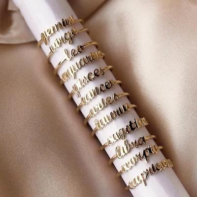 China FASHIONABLE Gold Plated Simple Personality Gold Plated Zodiac Ring for sale