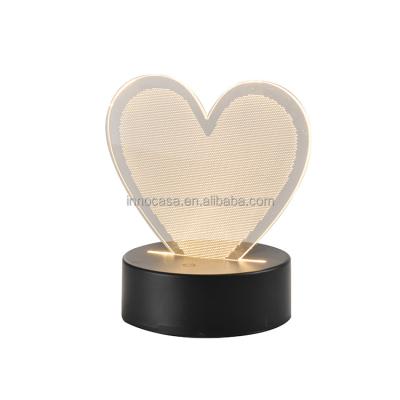 China Contemporary New Design L0I-BLC59 Heart Shaped Acrylic Cordless Die Cut Pattern RGB Color LED Table Light for sale