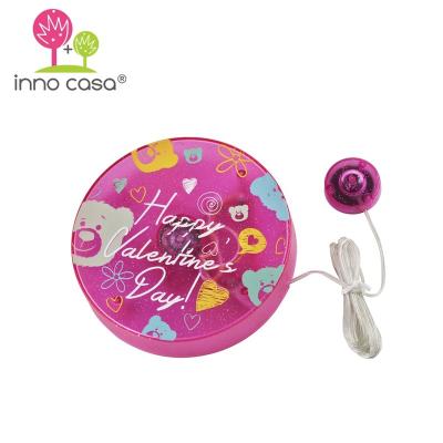 China Kids Bedroom Doorbell Happy Valentine Gift Round Shaped Secret Message Tape Recorder Kids Cable Doorbell With Love Teddy Printing for sale
