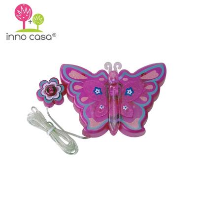 China OEM ODM Novelty Novelty Accessories Butterfly Shape Ding Dong Sound LED Light Up Wired Doorbell Kids Bedroom L0D-2153 for sale