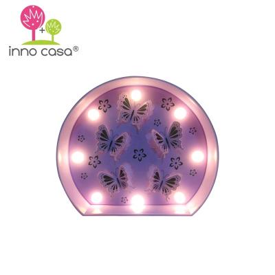 China Other Round Shape Novelty Mood Night LED Marquee Lights With Die Cut 3D Butterfly Night Light Homecoming Kids Gift Business for sale