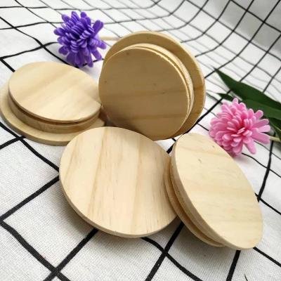 China Wholesale Natural Color Decorative Round Candle Square Wood Cover Wood Lid For Cup Jars Jar Drinks Glass Cup VR007 for sale