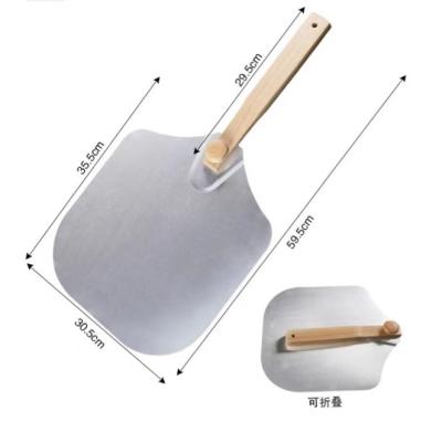 China Durable Aluminum Pizza Peel Shovel With Long Wooden Handle Pastry Tools Paddle Spatula Cake Cutter Knife Baking Baking Accessories for sale