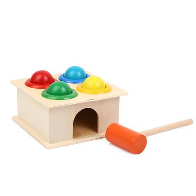 China NEW Wooden Hammer Ball+Wooden Box Kids Colorful Hammering Ball+Wooden Early Learning Blow Educational Toy Gift JR-0070 for sale