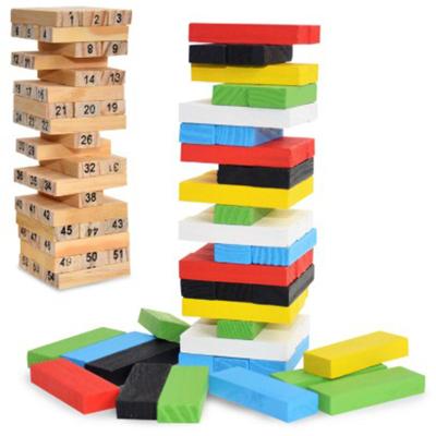 China Wooden Children Toy Entertainment 54pcs Building Block Fashion Interaction Brain Game Toy Creative Novel Digital Building for sale